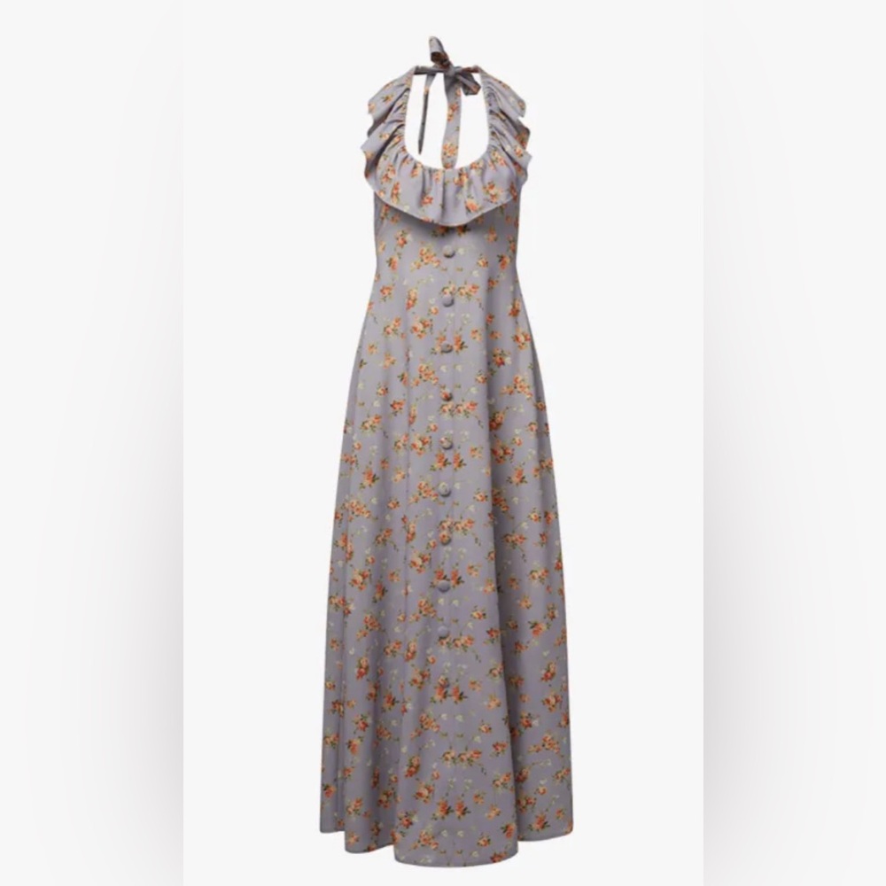 NWT WEWOREWHAT Roses Ruffle Halter Midi Dress fairy Cottagecore ethereal - Picture 6 of 9